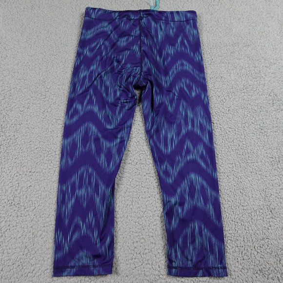 ROXY Capri Leggings Womens Small Blue Pattern Drawstring Run Swim Surf Stretch - Picture 12 of 15